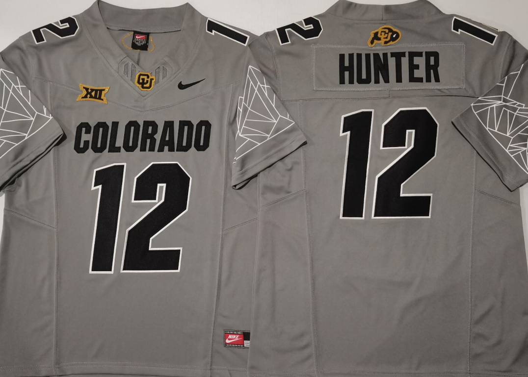 Men's Colorado Buffaloes Buffs Hunter #12 Grey Jersey